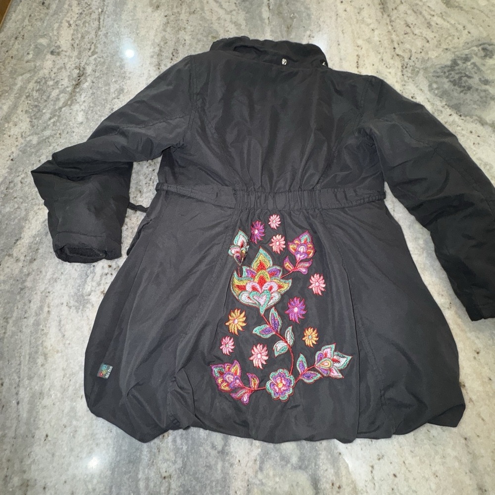 Y2K Me Too Outdoor Kids 8 Puffer Jacket Embroidered Flowers Full‎ Zip